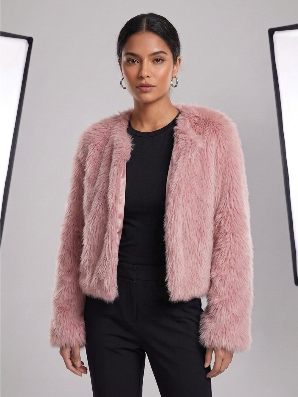 Faux Fur Blush Pink Jacket - Picture 3 of 4